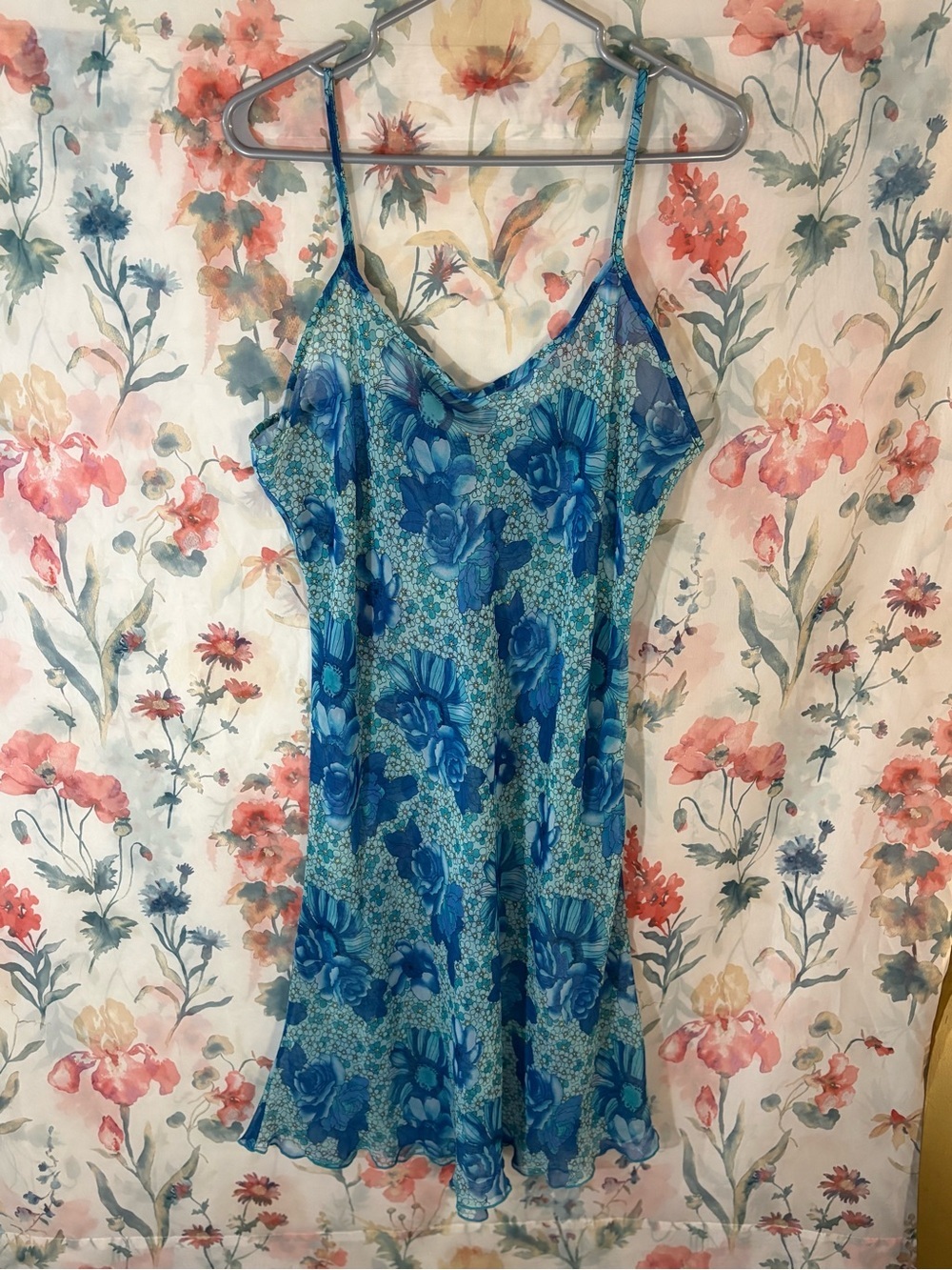 Vintage Blue Floral Slip Dress